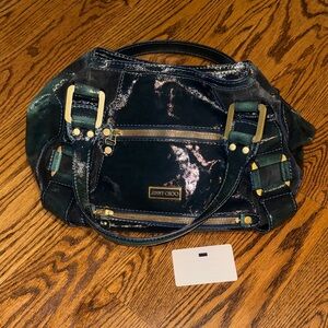 Jimmy Choo Mahala Satchel Blue and Green Patent Leather